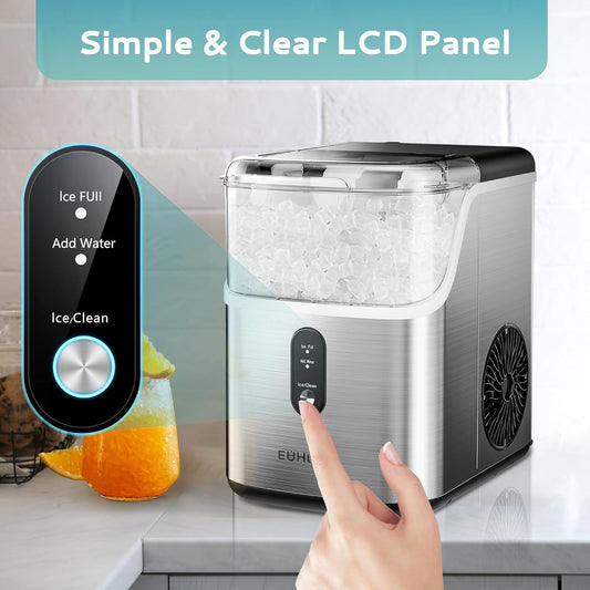 Countertop Nugget Ice Maker – Soft Chewable Pebble Ice in Minutes